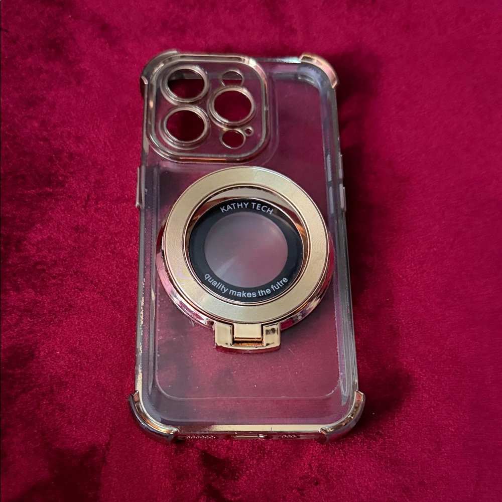 Clear Phone Case with Gold Accents and Ring Holder